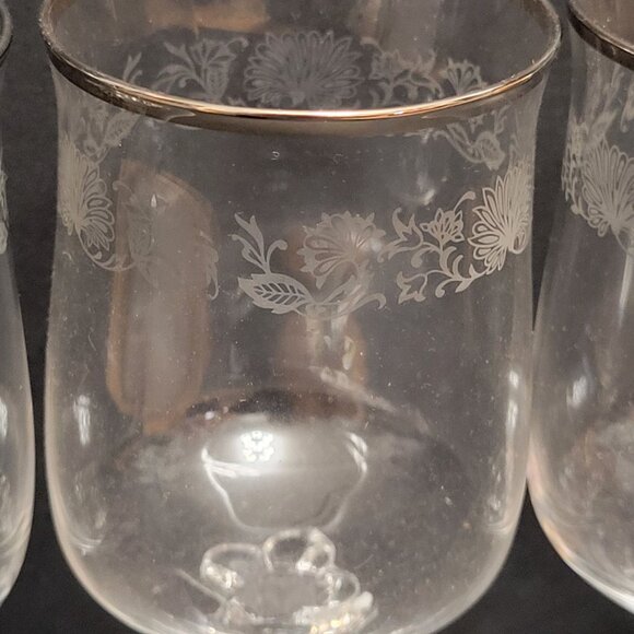 Lenox White Echo Hand-Etched Wine Glass Set Of 4 Floral Pattern 7" Tall Elegant - Picture 2 of 4